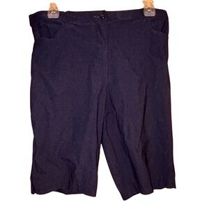 Coconut Row Palm Beach Women's Bermuda Shorts Size 12P Navy Blue‎ Stretch
